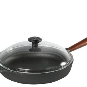 Traktörpanna 28 cm med trähandtag & glaslock.